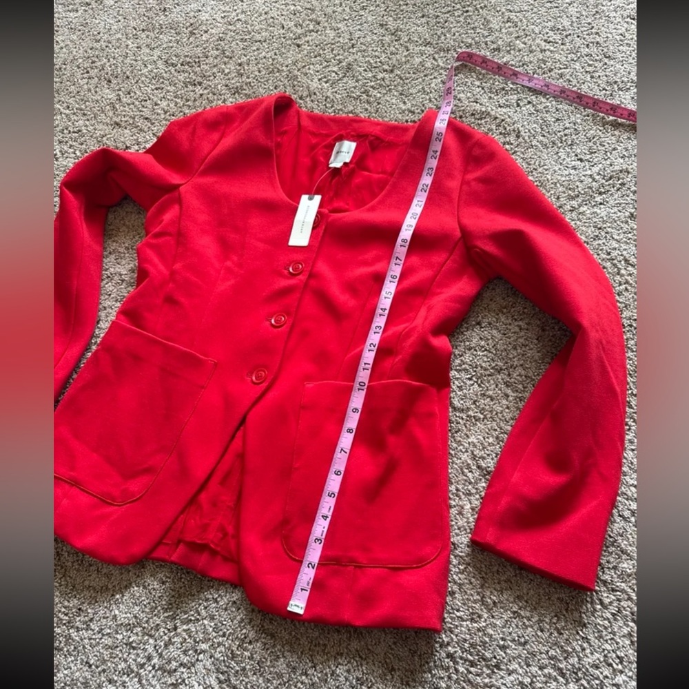 NWT Anthropologie Maeve Scoop-Neck Cutaway Blazer in Red size Medium - Picture 11 of 12